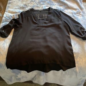 Express black v-neck lace detail tunic